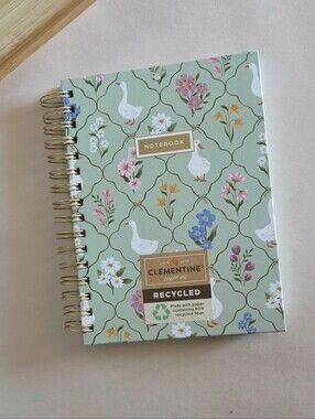 Clementine Goose Floral Frame Medium Hardcover Spiral Notebook Journal